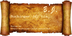 Buchinger Júlia névjegykártya